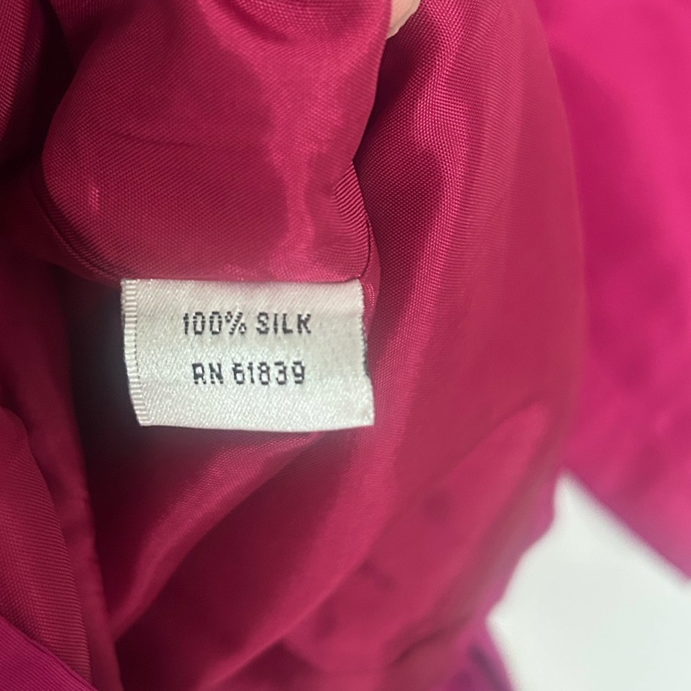 Teri Jon Rickie Freeman 100% silk taffeta cropped jacket wide tie belt Fuchsia 6 - Picture 5 of 6